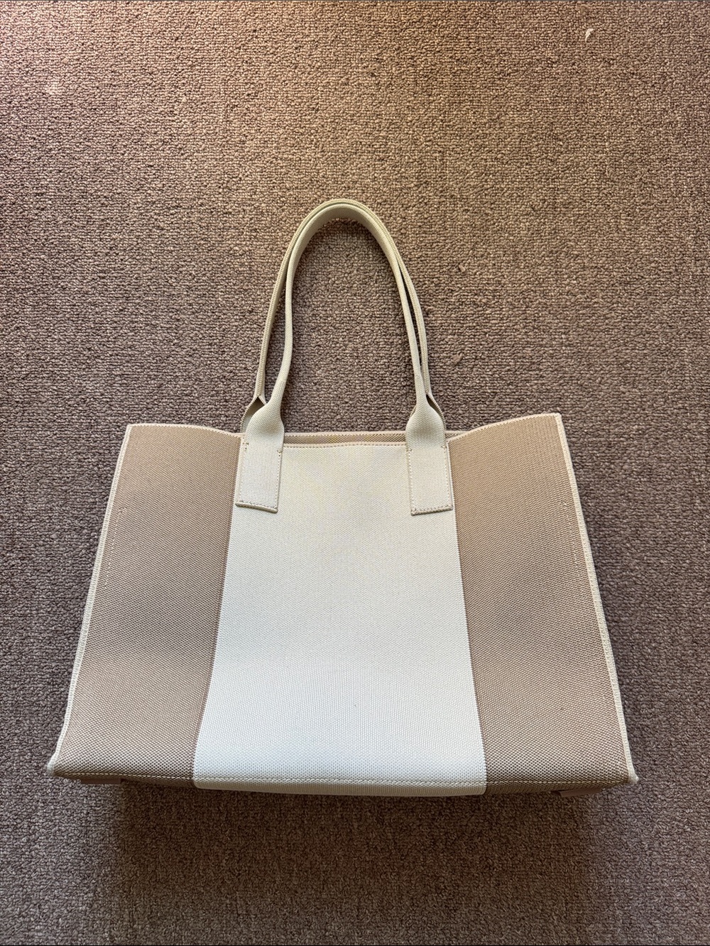 Rothy's Two-Tone Cream and Beige Canvas Tote